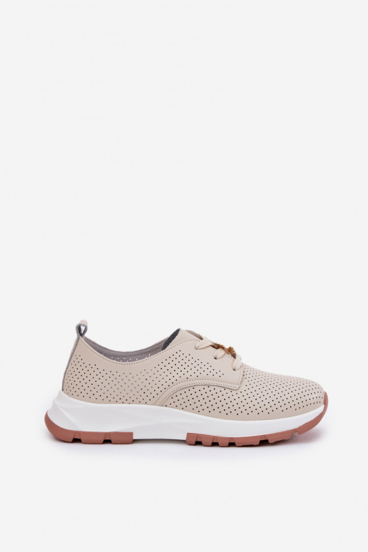 Piel zapatos Femenino Z Przypinką Artiker 54C1811 beige