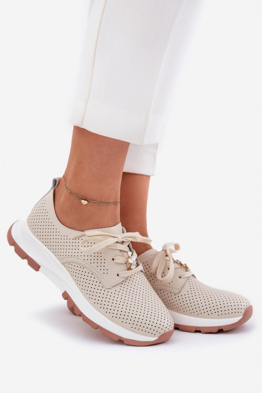 Piel zapatos Femenino Z Przypinką Artiker 54C1811 beige