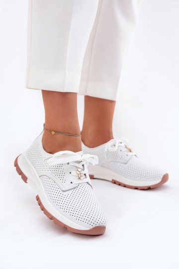 Piel zapatos Femenino Z Przypinką Artiker 54C1810 el color blanco