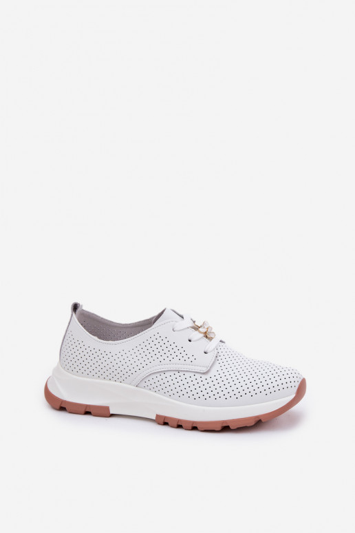 Piel zapatos Femenino Z Przypinką Artiker 54C1810 el color blanco