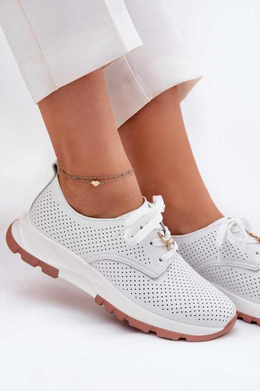 Piel zapatos Femenino Z Przypinką Artiker 54C1810 el color blanco