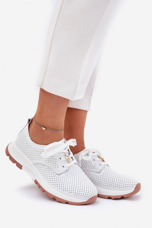 Piel zapatos Femenino Z Przypinką Artiker 54C1810 el color blanco