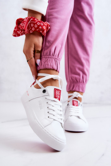 Piel Zapatillas Big Star JJ274212 Blanco-color rojo 2