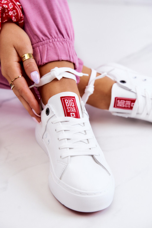 Piel Zapatillas Big Star JJ274212 Blanco-color rojo