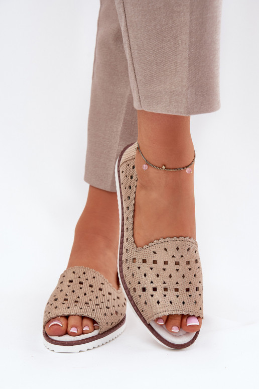 Piel Bailarinas caladas Z Odkrytymi Palcami S.Barski LR51-922 color dorado