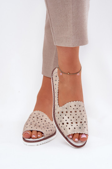 Piel Bailarinas caladas Z Odkrytymi Palcami S.Barski LR51-922 beige