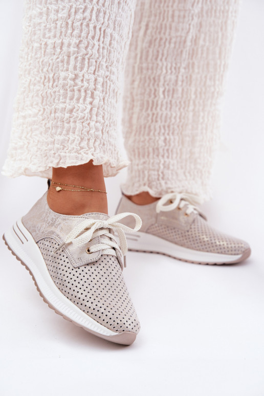 Piel  zapatos Femenino con una plataforma Artiker 56C2113 beige-color dorado Piel  zapatos Femenino con una plataforma Artiker 56C2113 beige-color dorado