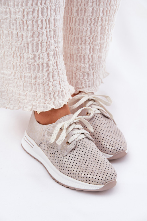 Piel  zapatos Femenino con una plataforma Artiker 56C2113 beige-color dorado Piel  zapatos Femenino con una plataforma Artiker 56C2113 beige-color dorado