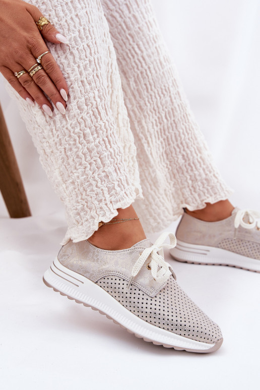 Piel  zapatos Femenino con una plataforma Artiker 56C2113 beige-color dorado Piel  zapatos Femenino con una plataforma Artiker 56C2113 beige-color dorado