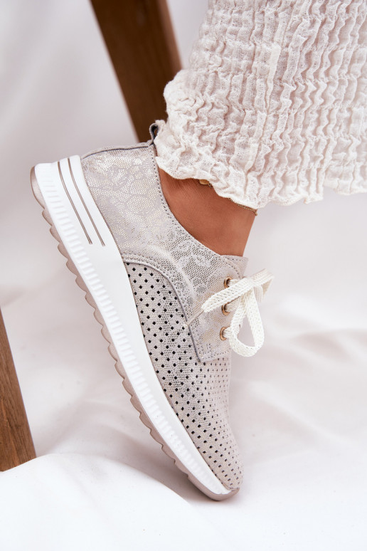 Piel  zapatos Femenino con una plataforma Artiker 56C2113 beige-color dorado Piel  zapatos Femenino con una plataforma Artiker 56C2113 beige-color dorado