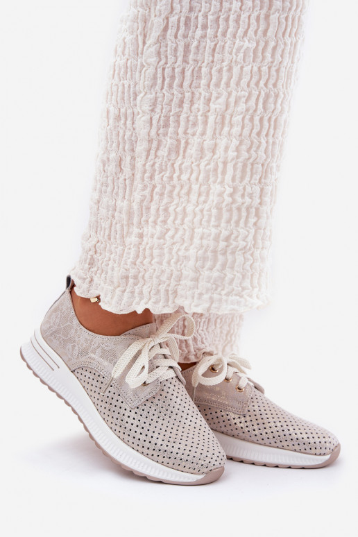 Piel  zapatos Femenino con una plataforma Artiker 56C2113 beige-color dorado Piel  zapatos Femenino con una plataforma Artiker 56C2113 beige-color dorado