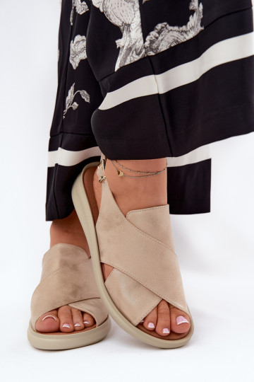 Sandalias de mujer de cuero ecológico color dorado Tosmelia