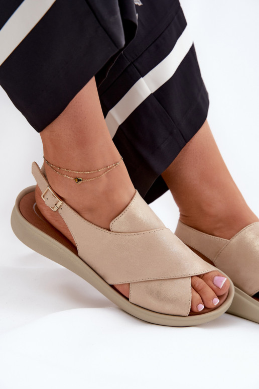 Sandalias de mujer de cuero ecológico color dorado Tosmelia