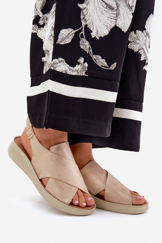 Sandalias de mujer de cuero ecológico color dorado Tosmelia