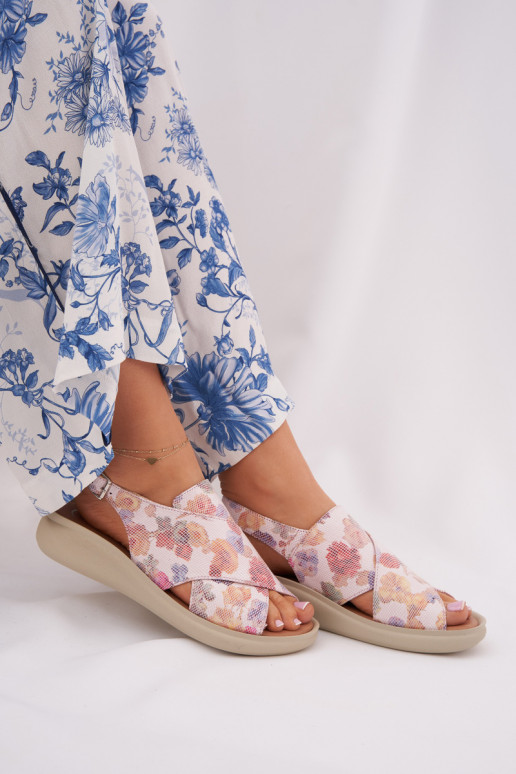 Sandalias de mujer de cuero ecológico con flores Colores diferentes Tosmelia