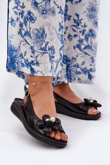 Sandalias de mujer negras con flores y detalles decorativos Divonne 2