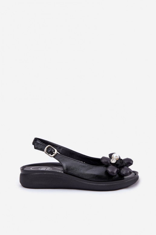 Sandalias de mujer Con decoraciones con floresem de color negro Divonne
