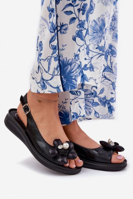 Sandalias de mujer Con decoraciones con floresem de color negro Divonne