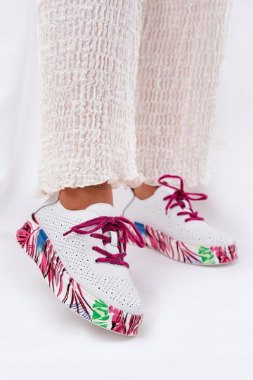 Zapatillas de deporte de cuero blancas con suela estampada Vinceza 88017 2