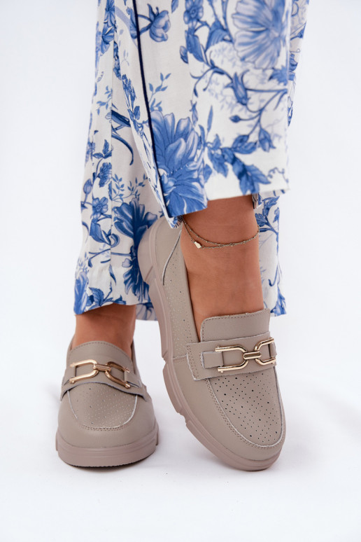 mocasines de mujer Piel Ze color doradom Detalem Vinceza 88007 beige