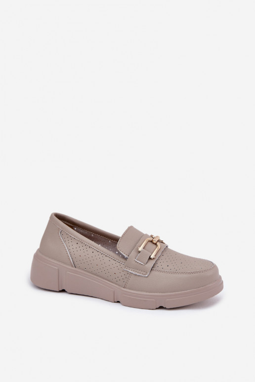 mocasines de mujer Piel Ze color doradom Detalem Vinceza 88007 beige
