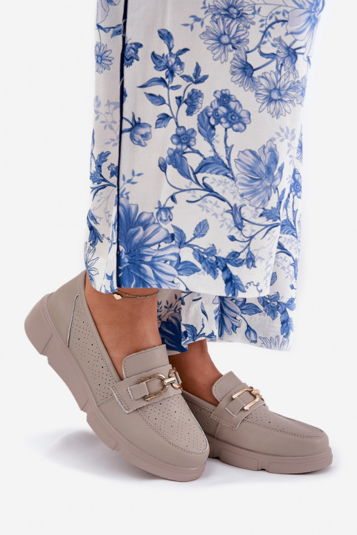 mocasines de mujer Piel Ze color doradom Detalem Vinceza 88007 beige