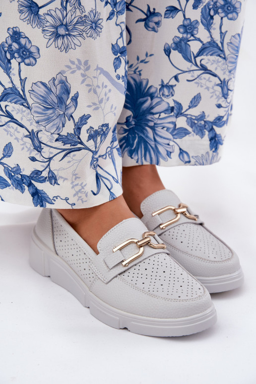 mocasines de mujer Piel Ze color doradom Detalem Vinceza 88007 color gris