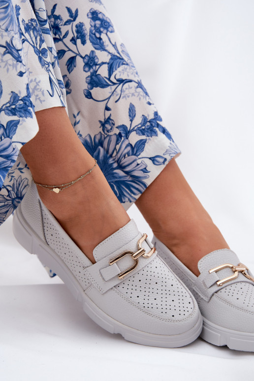 mocasines de mujer Piel Ze color doradom Detalem Vinceza 88007 color gris