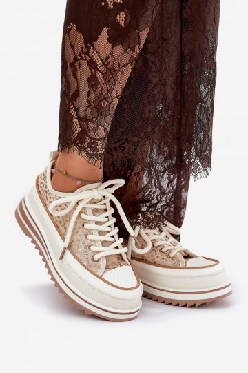 Zapatos casuales con plataforma S.Barski BF51-101 color arena