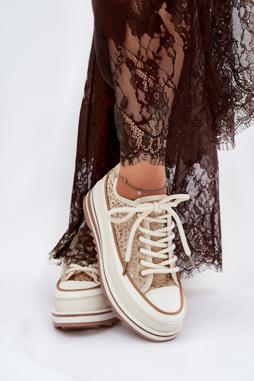 Zapatos casuales con plataforma S.Barski BF51-101 color arena