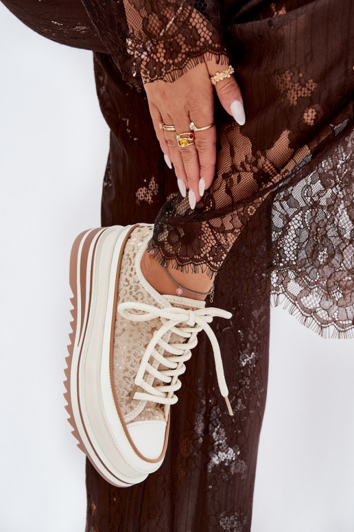 Zapatos casuales con plataforma S.Barski BF51-101 color arena