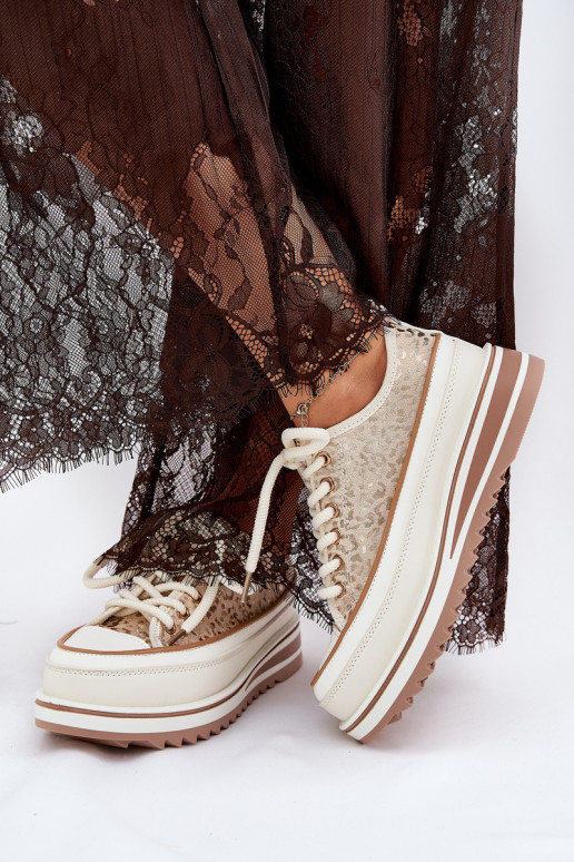 Zapatos casuales con plataforma S.Barski BF51-101 color arena