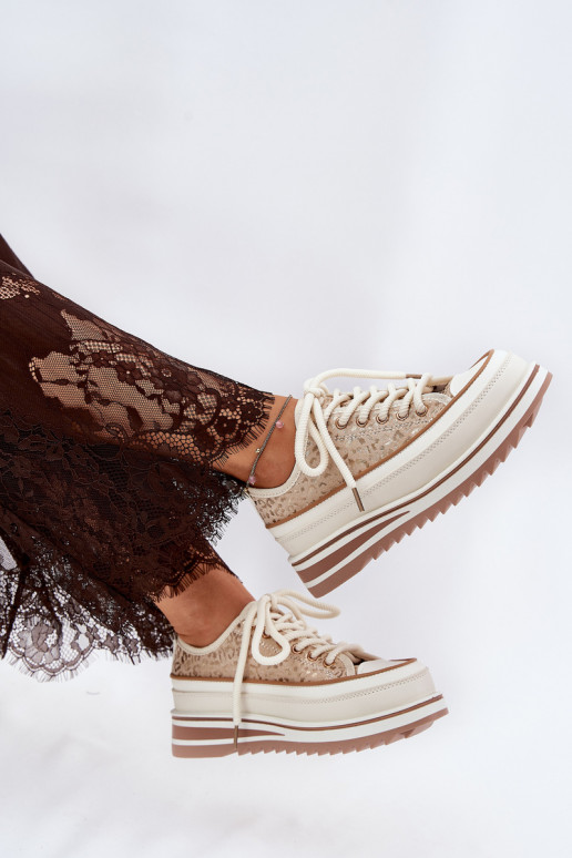 Zapatos casuales con plataforma S.Barski BF51-101 color arena