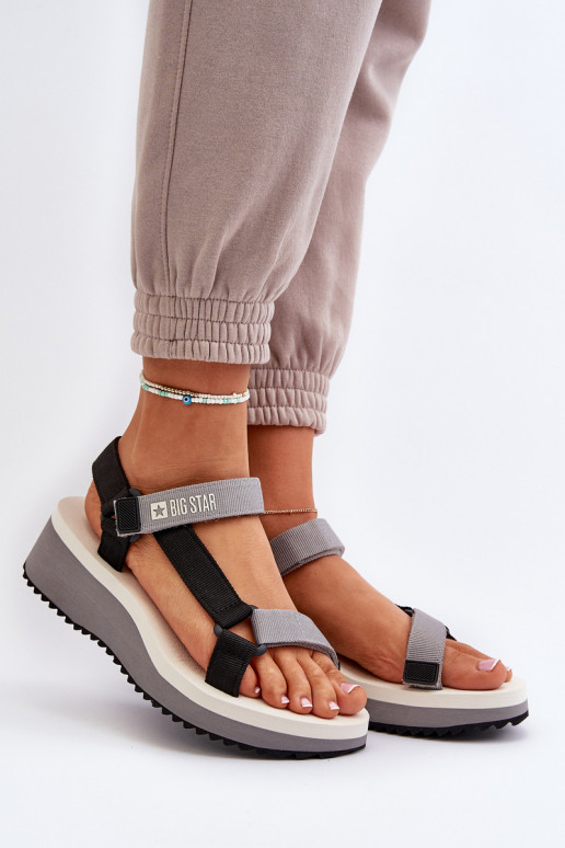 Sandalias de mujer con una plataforma I Koturnie Big Star NN274A054 color gris Sandalias de mujer con una plataforma I Koturnie Big Star NN274A054 color gris