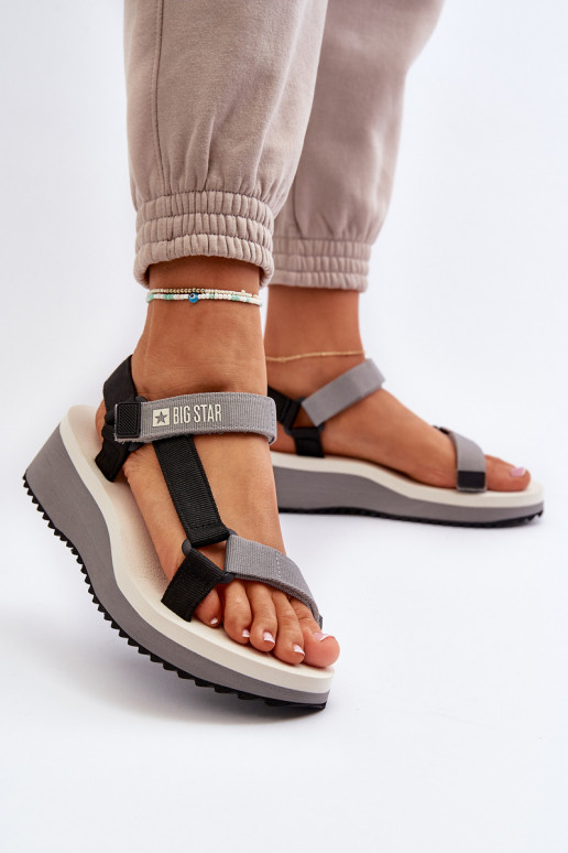 Sandalias de mujer con una plataforma I Koturnie Big Star NN274A054 color gris Sandalias de mujer con una plataforma I Koturnie Big Star NN274A054 color gris