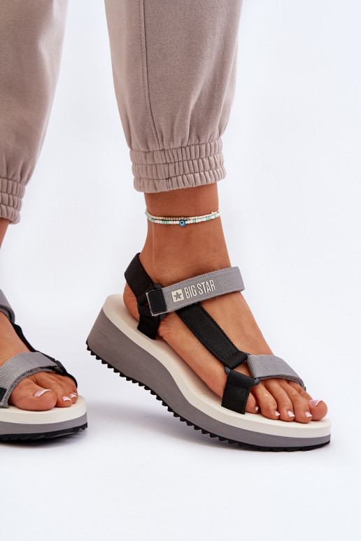 Sandalias de mujer con una plataforma I Koturnie Big Star NN274A054 color gris Sandalias de mujer con una plataforma I Koturnie Big Star NN274A054 color gris