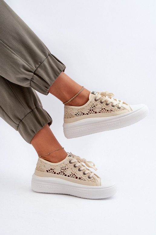 con motivos de encaje Zapatos de ocio Lee Cooper LCEN-23-44-1620 beige