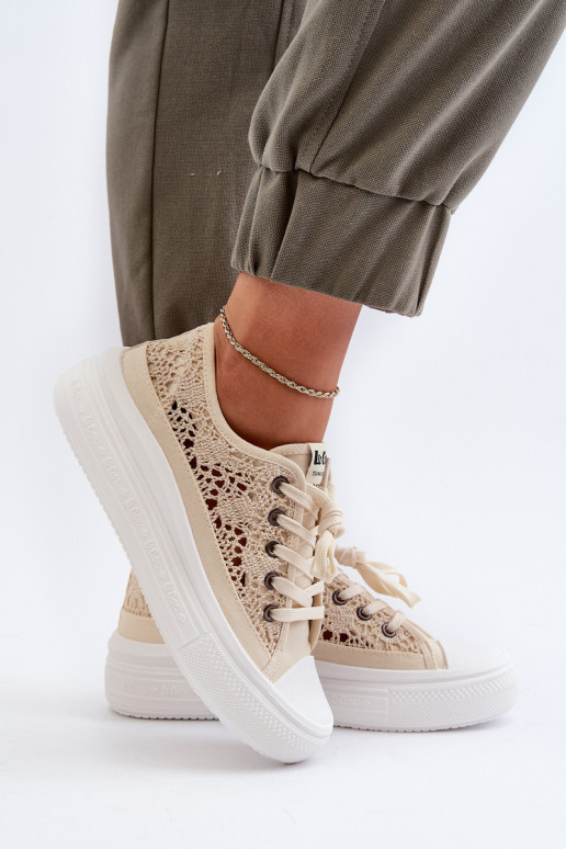 con motivos de encaje Zapatos de ocio Lee Cooper LCEN-23-44-1620 beige