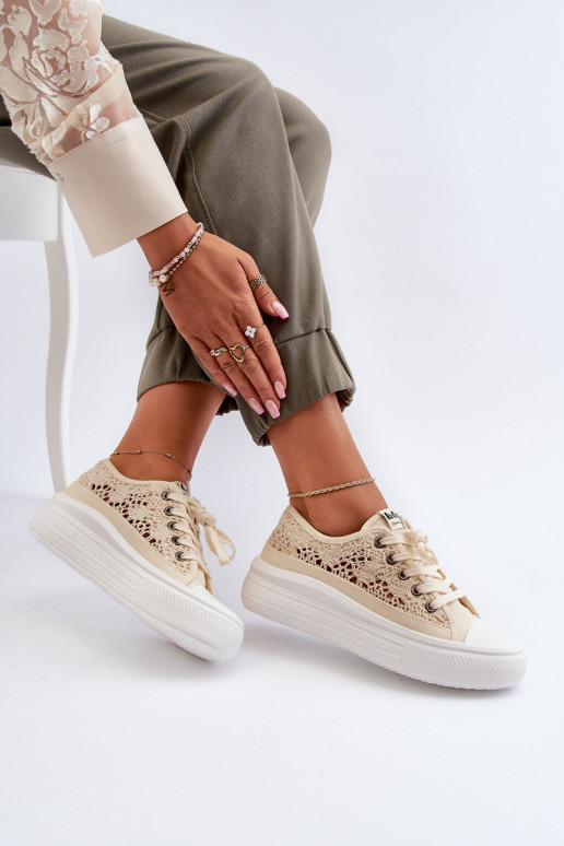 con motivos de encaje Zapatos de ocio Lee Cooper LCEN-23-44-1620 beige