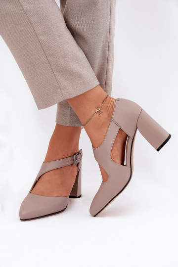 Piel Zapatos con tacones con hebillas Vinceza 91133 color gris