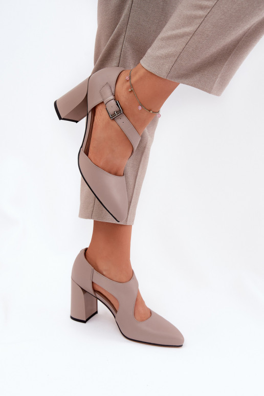 Piel Zapatos con tacones con hebillas Vinceza 91133 color gris