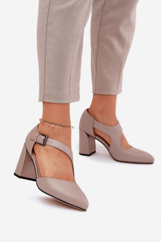 Piel Zapatos con tacones con hebillas Vinceza 91133 color gris