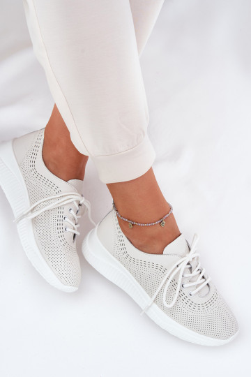 Zapatillas deportivas de cuero blancas para mujer Vinceza 41472