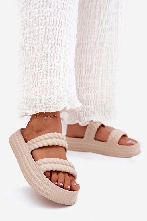 Zapatillas ligeras  zapatillas de mujer con una plataforma S.Barski ZK51-001 beige Zapatillas ligeras  zapatillas de mujer con una plataforma S.Barski ZK51-001 beige