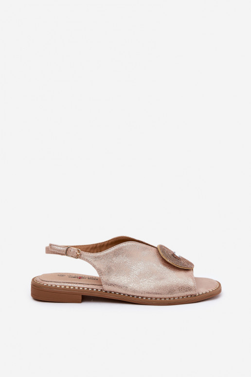 con brillo Sandalias de mujer Ozdobnym Detalem S.Barski KV51-012 color oro rosa