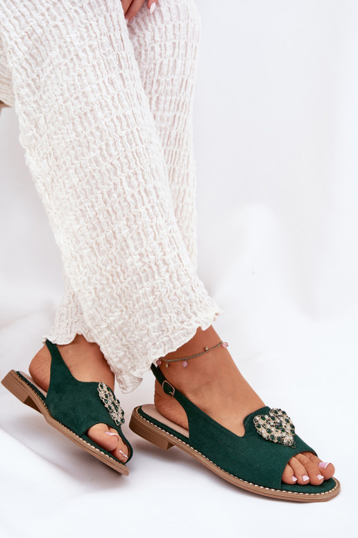 Sandalias de mujer Con decoraciones con corazonesm S.Barski KV27-018 color verde Sandalias de mujer Con decoraciones con corazonesm S.Barski KV27-018 color verde