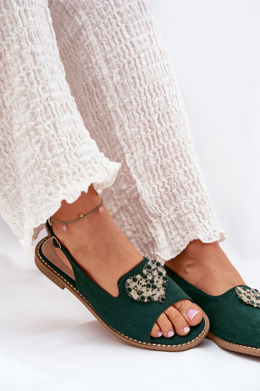 Sandalias de mujer Con decoraciones con corazonesm S.Barski KV27-018 color verde Sandalias de mujer Con decoraciones con corazonesm S.Barski KV27-018 color verde