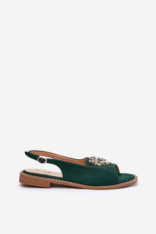 Sandalias de mujer Con decoraciones con corazonesm S.Barski KV27-018 color verde Sandalias de mujer Con decoraciones con corazonesm S.Barski KV27-018 color verde