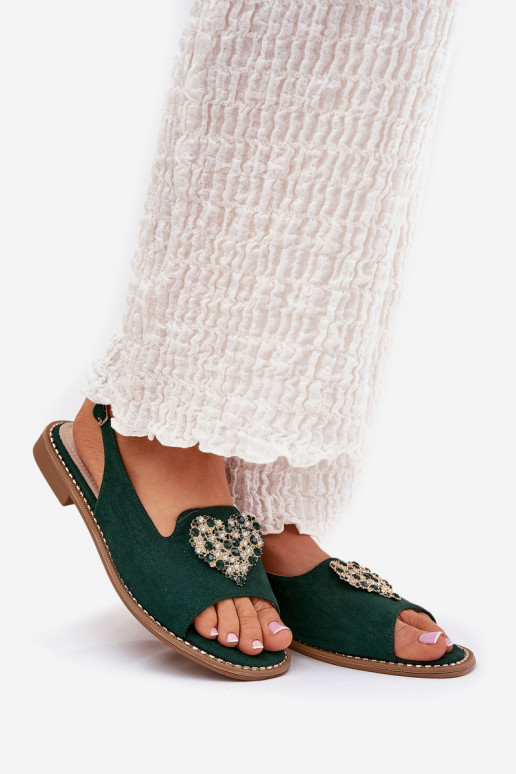 Sandalias de mujer Con decoraciones con corazonesm S.Barski KV27-018 color verde Sandalias de mujer Con decoraciones con corazonesm S.Barski KV27-018 color verde