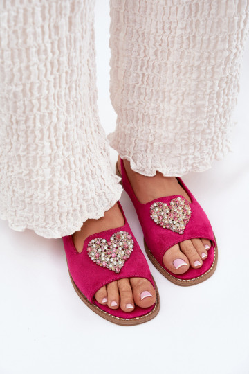 Sandalias rosas para mujer con decoración de corazón S.Barski KV27-018